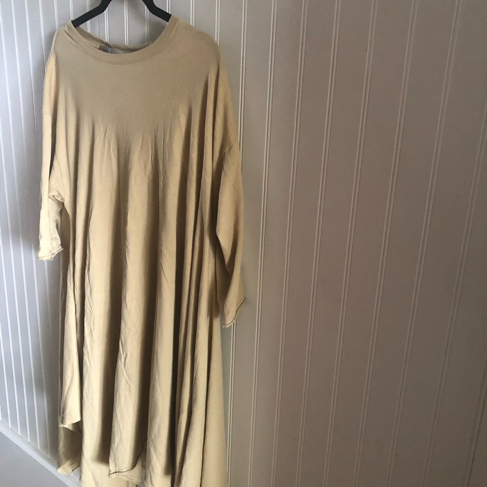 Tan Maxi Dress with mid length sleeves - beach cover or casual dress